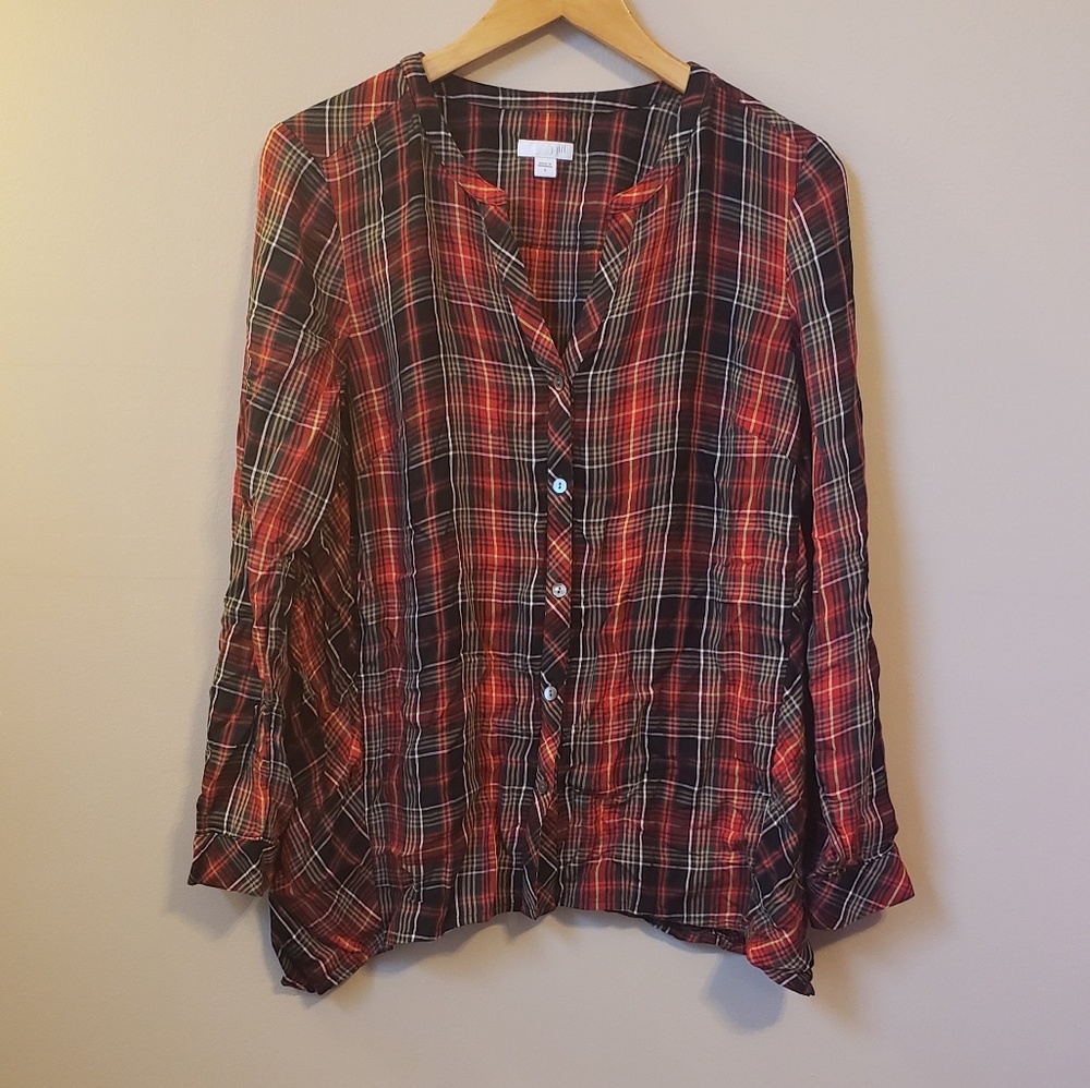 J.Jill plaid buttom down top